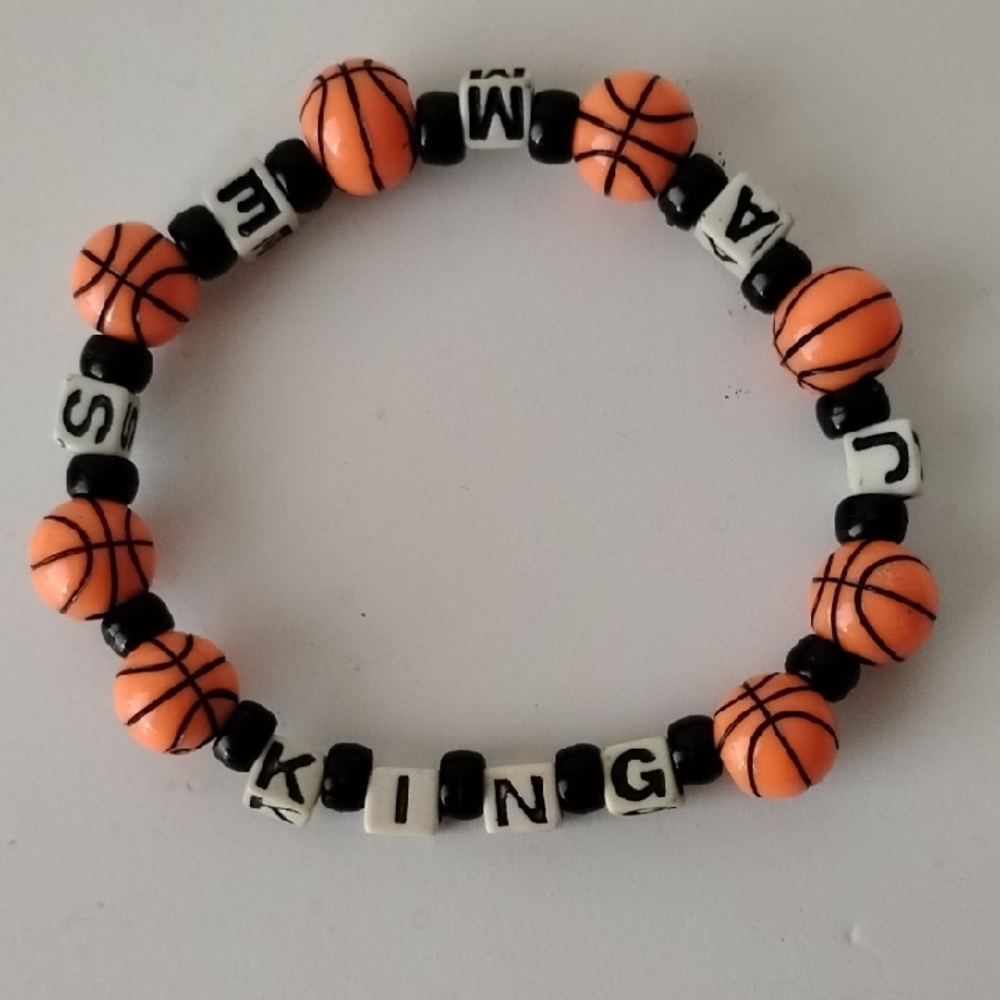 Basketball Bead Bracelet - Orange and Black